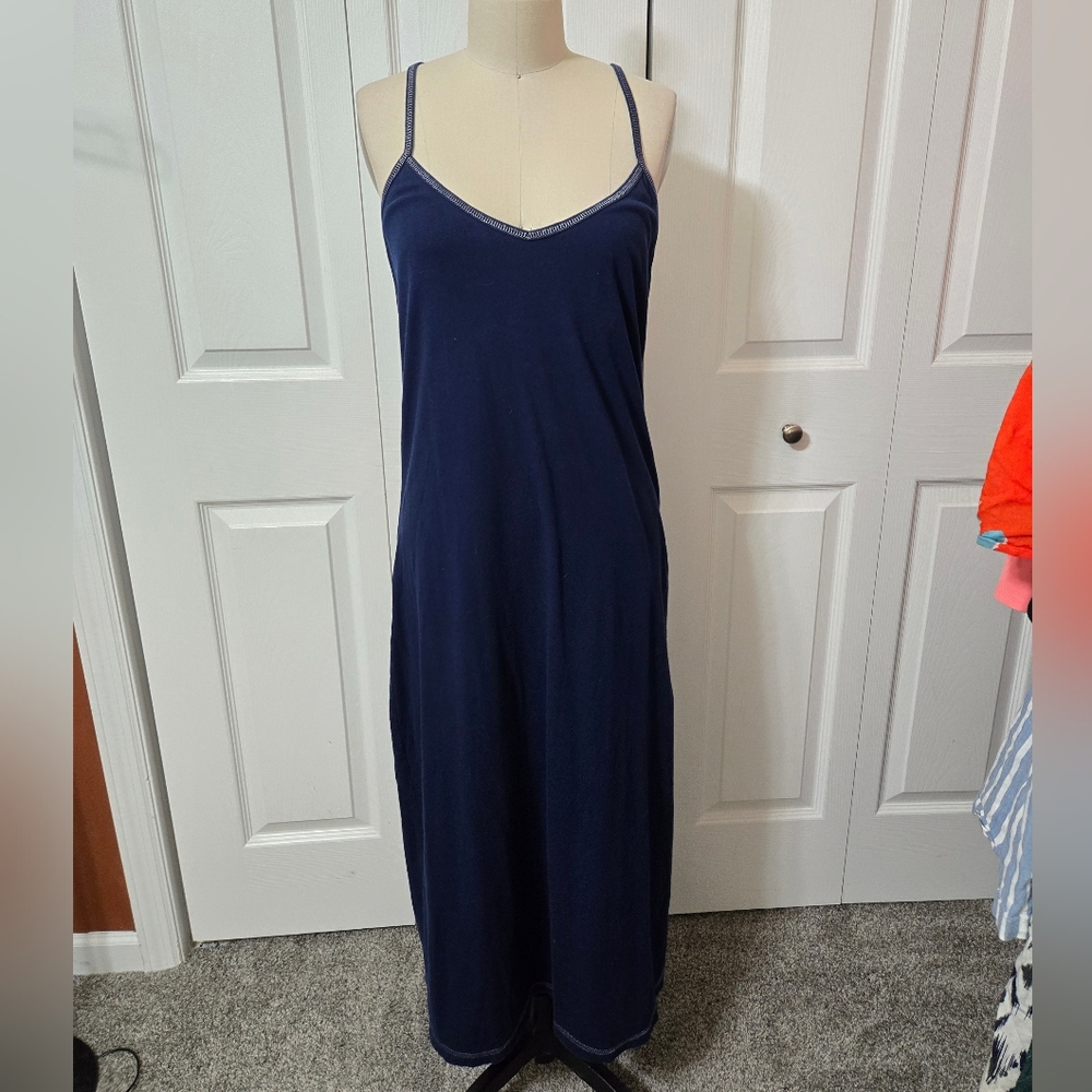 Gilligan & Omally Navy Blue Dress Size Large, Criss Cross Straps In Back, EUC